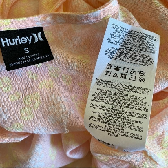 HURLEY Peasant mini Dress liberty floral Tropical Peach cottagecore pastels - Picture 10 of 11
